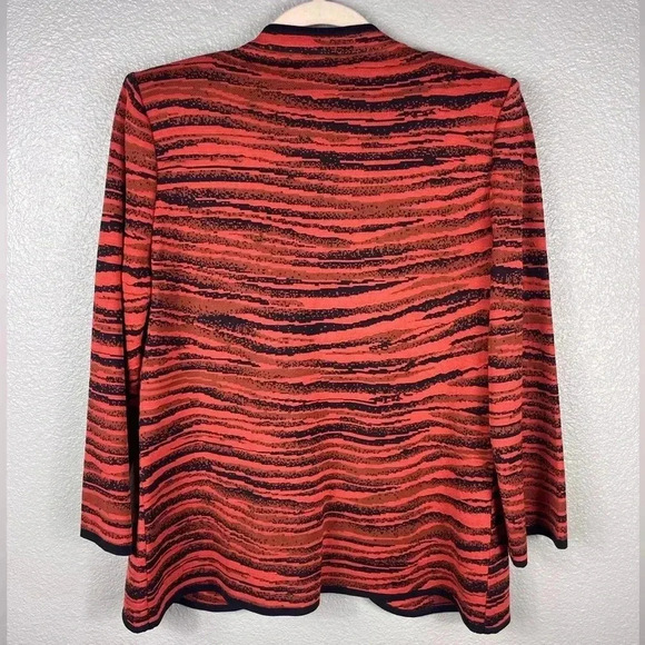 MISOOK Orange Open Front Blazer Cardigan Jacket Womens S Shoulder Pads - Picture 8 of 8